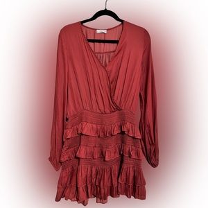 Vestique Wine Down Ruffled Dress